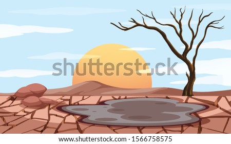 Pollution control scene with dry land illustration