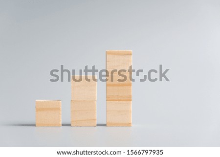 blank wood cube mock up in stair shape or graph on isolated background for create letter or symbol, business, banner, advertising concept, banner size with copy space