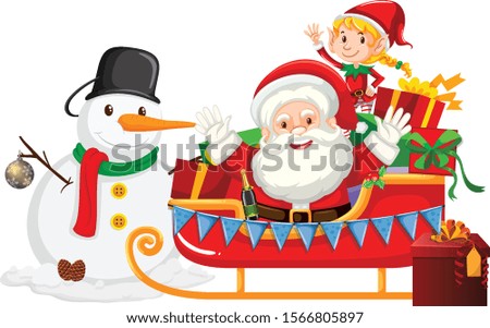 Santa and snowman on sleigh illustration