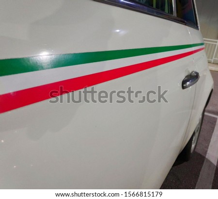 Italian flag car design on the Italian car with 3 stripes