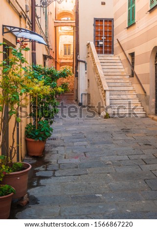Nice patio in old city of Albenga, Italy