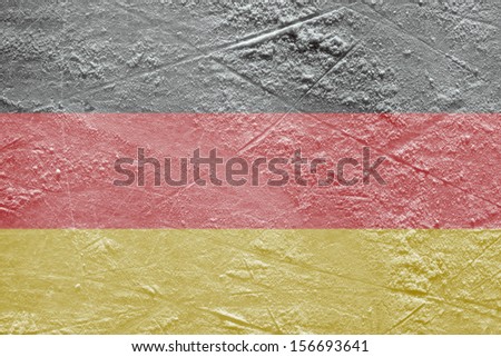 Image of the German flag on a hockey rink. Texture, background