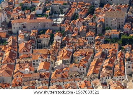 Croatia. Dalmatia. Dubrovnik. Red tiled roofs in the old town of Dubrovnik.