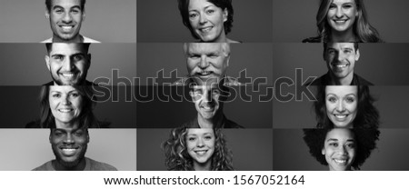 Group of people in front of a black background