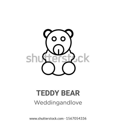 Teddy bear outline vector icon. Thin line black teddy bear icon, flat vector simple element illustration from editable birthday and party concept isolated on white background