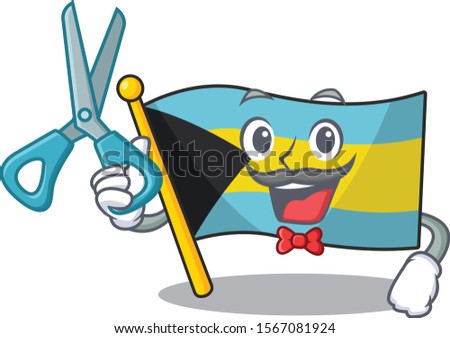 Flag bahamas cartoon with in barber character