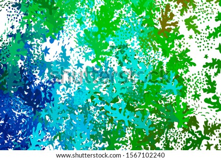 Light Blue, Green vector template with chaotic shapes. Colorful chaotic forms with gradient in modern style. Elegant design for wallpapers.