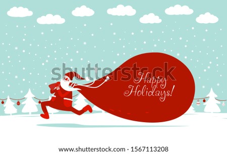 Funny Santa Claus with presents