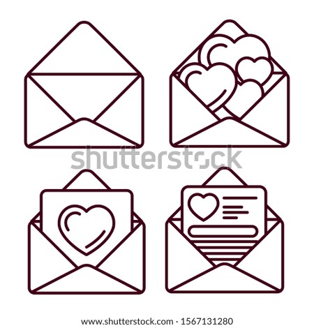 Love icon set design, Passion romantic valentines day wedding romance and decoration theme Vector illustration