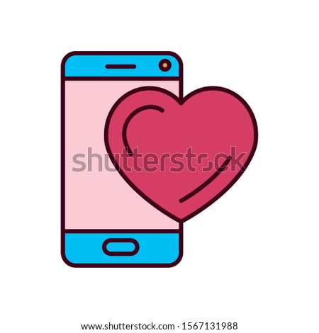 Heart and smartphone icon design, Love passion romantic valentines day wedding romance decoration theme Vector illustration