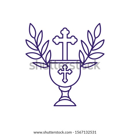 Cup with leaves design, religion christianity god faith spirituality belief pray and hope theme Vector illustration