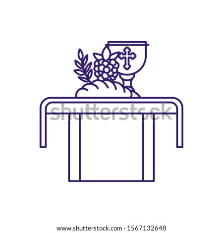 Cup bread and grapes design, religion christianity god faith spirituality belief pray and hope theme Vector illustration