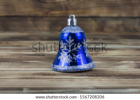 Christmas objects and decorations on a wooden background