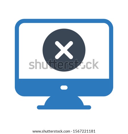 laptop cross vector glyph colour icon 
