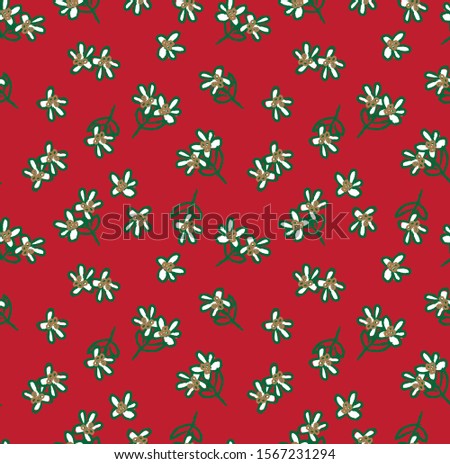 Christmas Floral seamless Pattern in Vector - Suitable for prints, patterns, backgrounds, websites, wallpaper, crafts