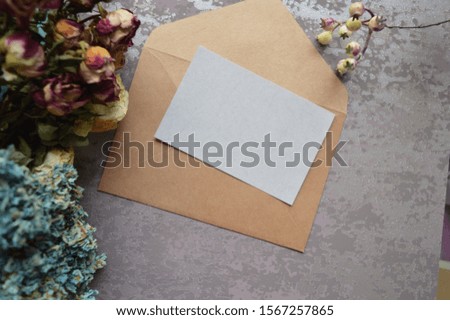 card mockup with flowers , concept colourful background