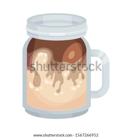 Full Closed Jar of Coffee with Dairy Cream Vector Object