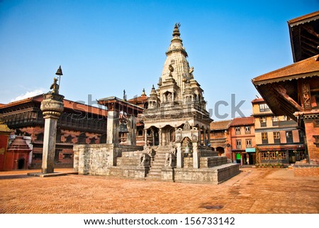 Temples of Durbar Square in Bhaktapur, Kathmandu valey, Nepal. Royalty-Free Stock Photo #156733142