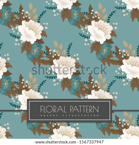 Mint green floral background seanless pattern