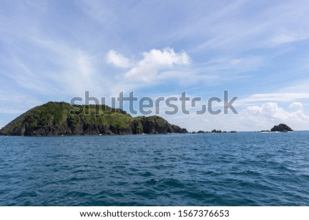 sea and mountain view in yacht cruise at Phuket, Thailand