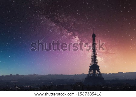 eiffel tower in Paris isolated on colorful background