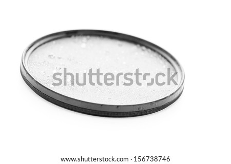 Photographic camera equipment filter on white seamless background