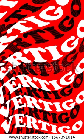 Abstract typography vector psy poster vertigo red white black