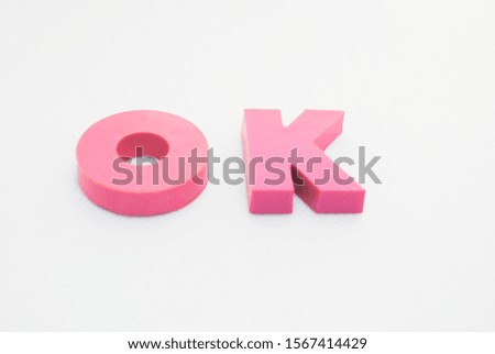 "okay" words with letters on a white background