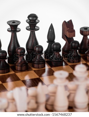 Chess wooden background chessboard horse