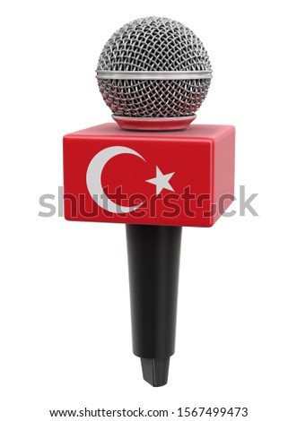 3d illustration. Microphone and Turkish flag. Image with clipping path