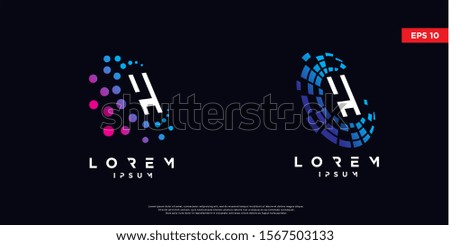 set of initial letter h tech logo. modern icon, template design