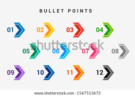 Direction number bullet points from one to twelve Royalty-Free Stock Photo #1567513672