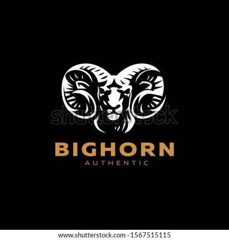 Aries, goat, ram with big horns. Vector illustration.