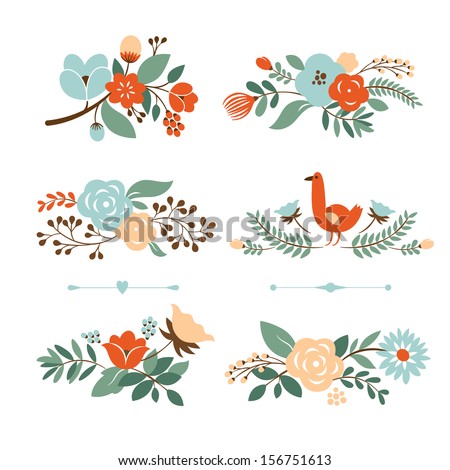 Floral graphic set, Floral banners for life events, vector collection