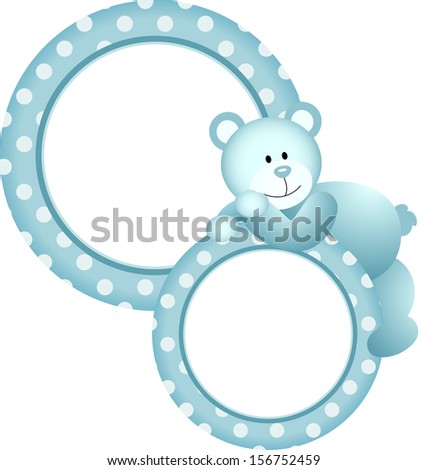 Baby boy round frame teddy bear