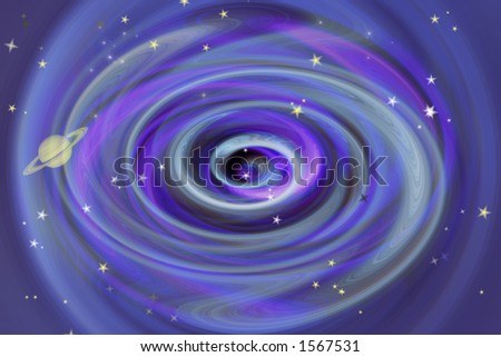 sky vortex with stars and a planet