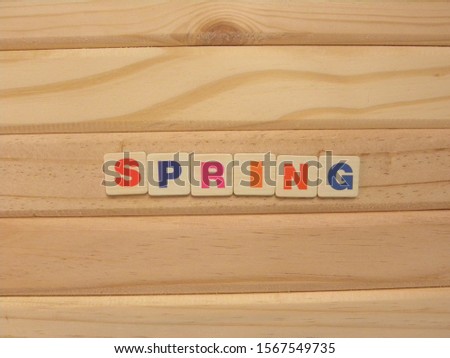 Word Spring on wood background