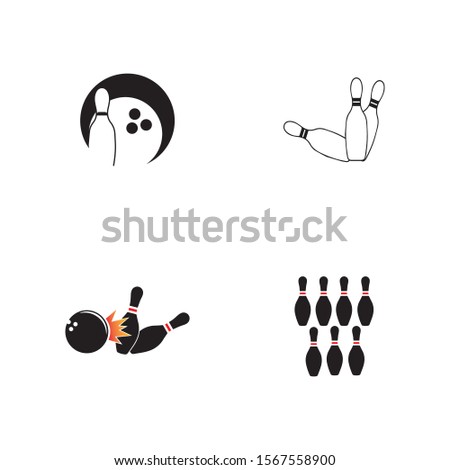 Bowling icon  silhouette  logo on white background