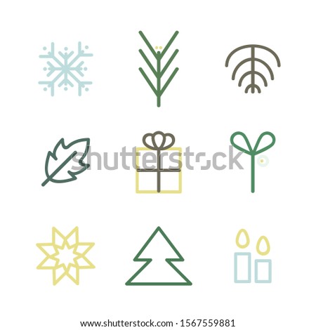 Outline Christmas symbols - vector illustration