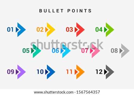 Direction number bullet points from one to twelve Royalty-Free Stock Photo #1567564357