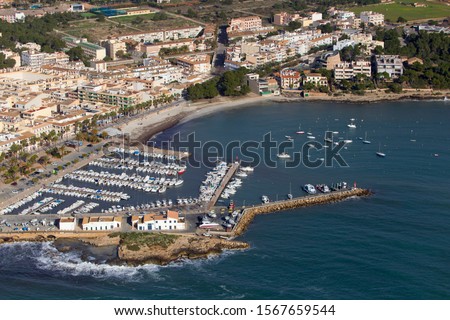 Aerial Viev of  Colonia Saint Jordi, Majorca, Balearic Island,  Spain.