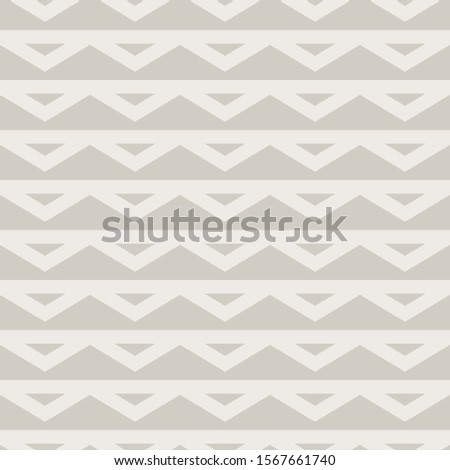 French Linen Triangle Chevron Stripe Texture Background. Ecru Flax Seamless Pattern. Lace Bunting Edge Line Swatch. Off White Unbleached Gray Cloth Effect. Natural Monochrome Repeat Tile Vector EPS10 