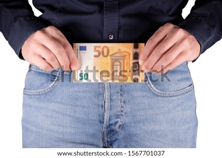 Man Holding A Euro Banknote