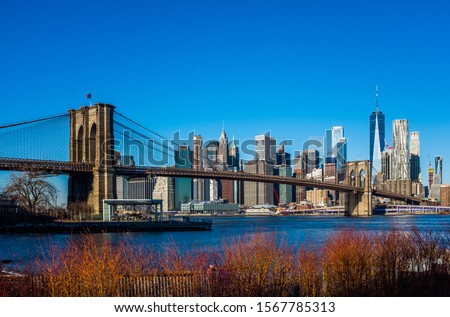 View on Manhattan via Brooklin bridge, New York.