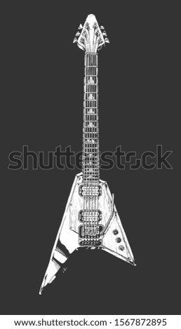 Vector hand drawn illustration of electric guitar.