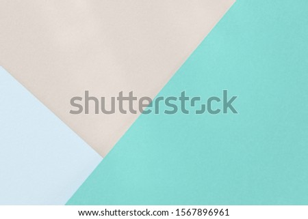 Green blue beige paper background. Geometric figures, shapes. Abstract geometric flat composition. 
