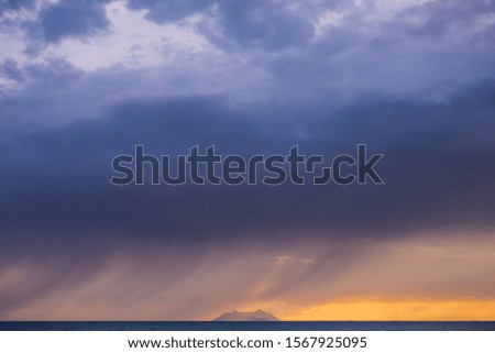 Clouds and rain over Monte Circeo, Latina, Italy
