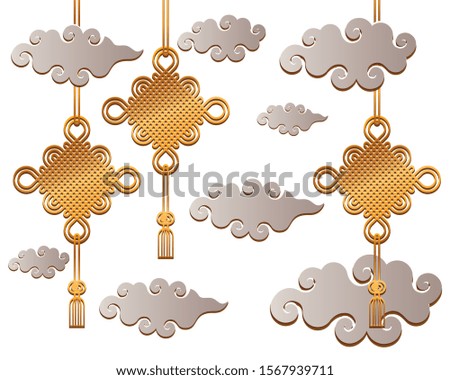 Chinese amulet design, China culture asia traditional famous oriental and landmark theme Vector illustration