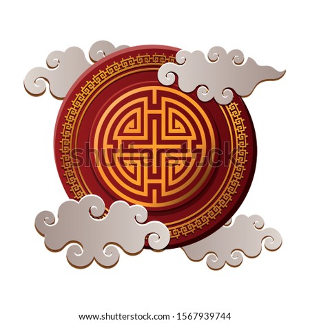 Chinese seal stamp design, China culture asia traditional famous oriental and landmark theme Vector illustration