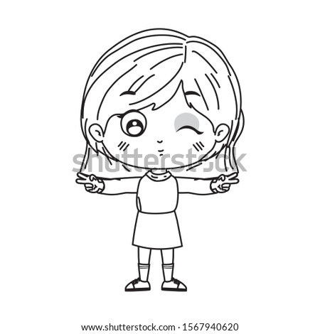Girl cartoon design, Kid childhood little people lifestyle and person theme Vector illustration